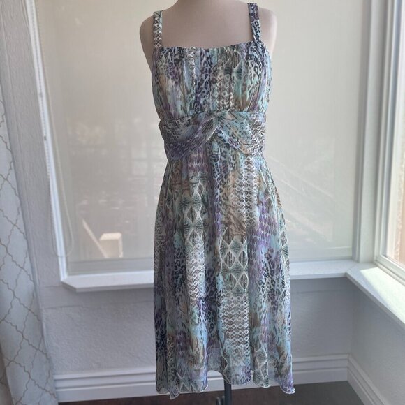 Dress Barn Dresses & Skirts - Dressbarn multicolored Midi Assymetrical Sleeveless Dress, Size 14